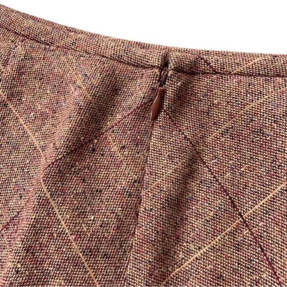 Lord & Taylor Wool Silk Blend Argyle Plaid Mini Skirt Red Brown Size Petite 14 - Picture 4 of 6